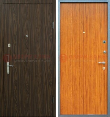 Коричневая одностворчатая стальная дверь с МДФ ДМ-341 в Балашихе
