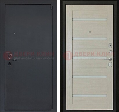 Черная стальная дверь с порошковым окрасом и стеклом ДП-309 в Чебоксарах