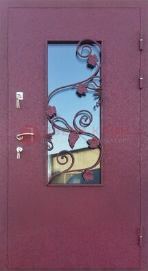 Железная дверь Порошок со стеклом и ковкой лозы ДСК-220 в Видном