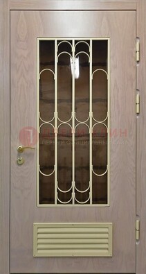 Железная дверь Винорит со стеклом и ковкой с решеткой ДСК-265 